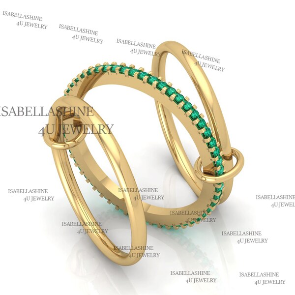 18KGF Gold Multi Link Connected Ring, Two Link Connected Rings, Gold Ring Set, Eternity Statement Ring, Maximalist Ring, Interlocking Ring