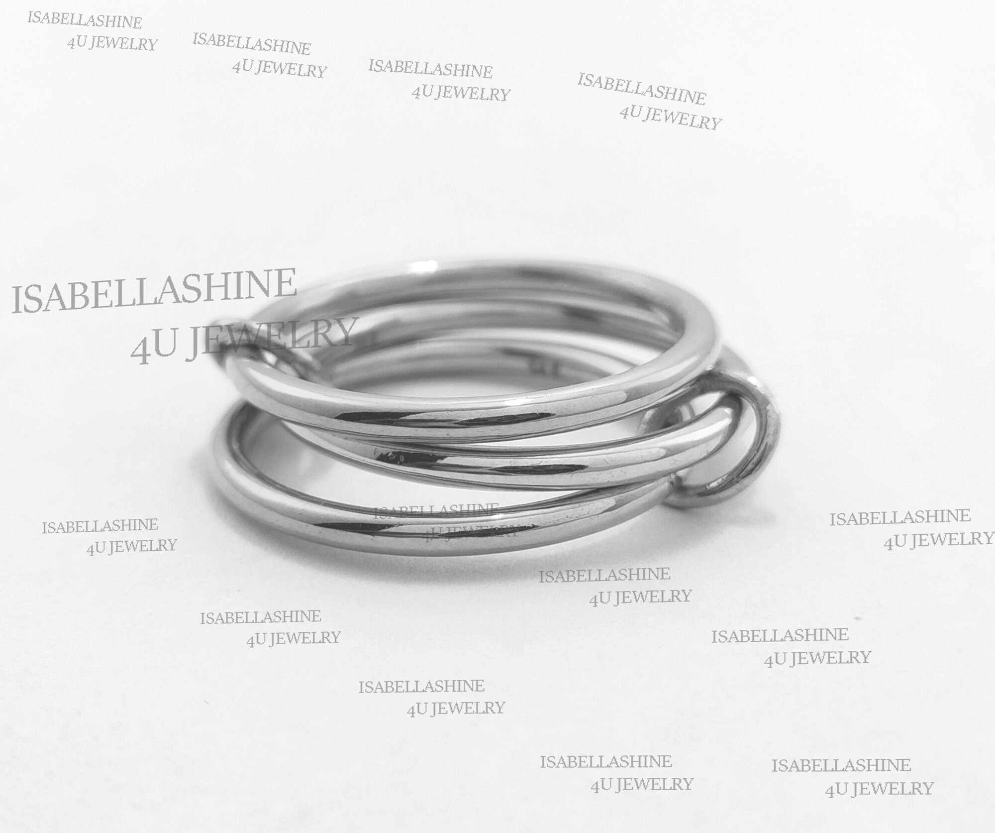 18KGF Gold Multi Link Connected Ring Chunky Gold Ring 2mm