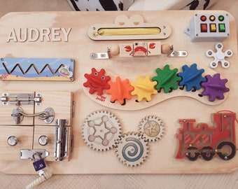 Personalised Wooden Busy Board Best Montessori Sensory Activity Gift for toddlers and kids