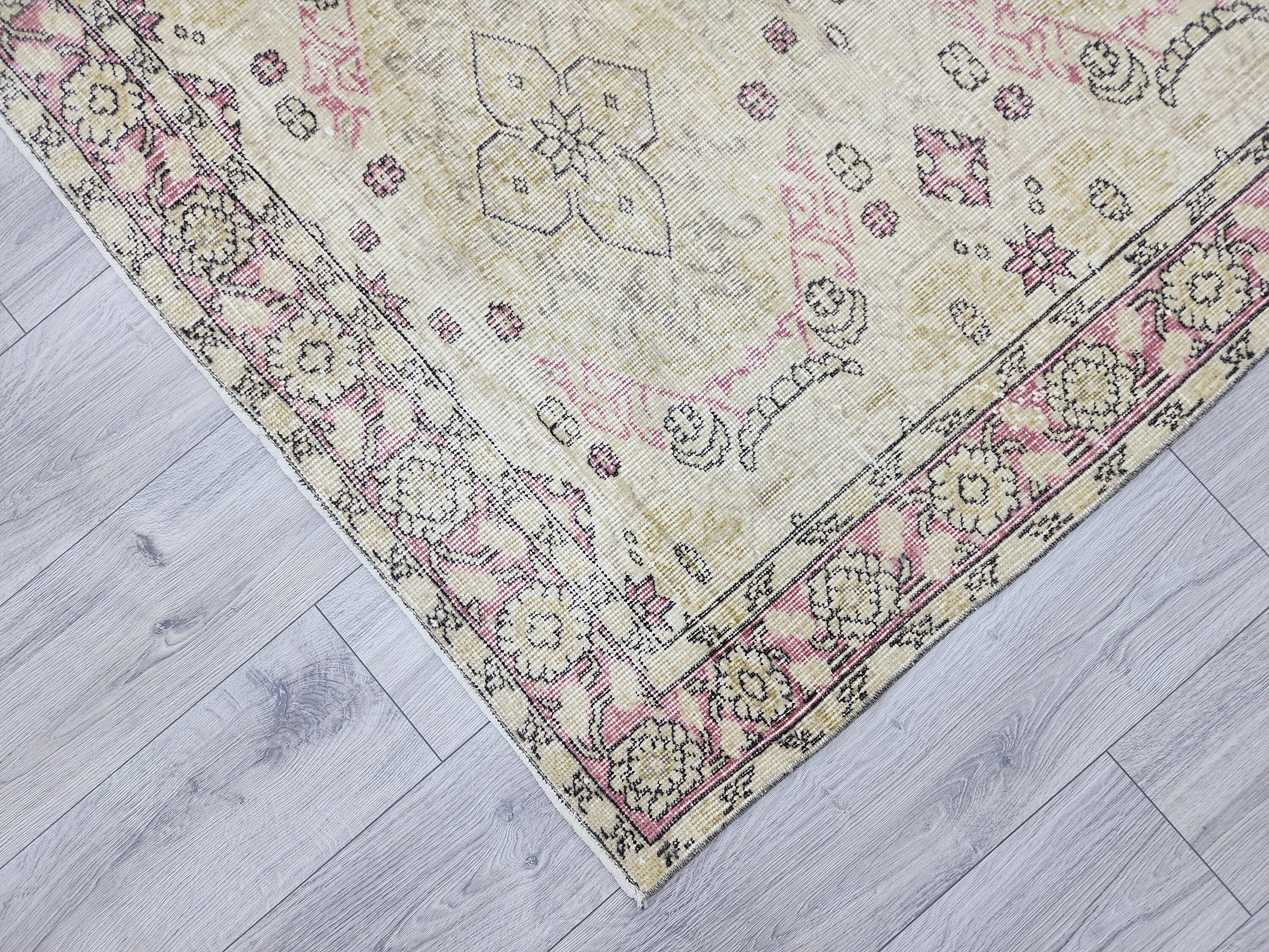 4x6 Oushak Rug Pink and Beige Rug Turkish Vintage Rug Hand Etsy