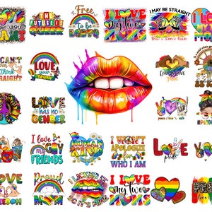 500+ LGBT SVG en PNG-bundel, Gay Pride Png, lesbische Svg, Rainbow Svg, Lgbt-citaat, Cricut-bestanden, afdrukbare bestanden, Lgbt-megabundel