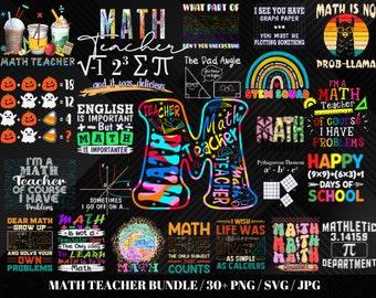 Math Teacher PNG, Math Clipart PNG, Math Bundle, Math Tacher SVG, School Graphics, Mat Teacher Bundle, Digital Files, Instant Downloads