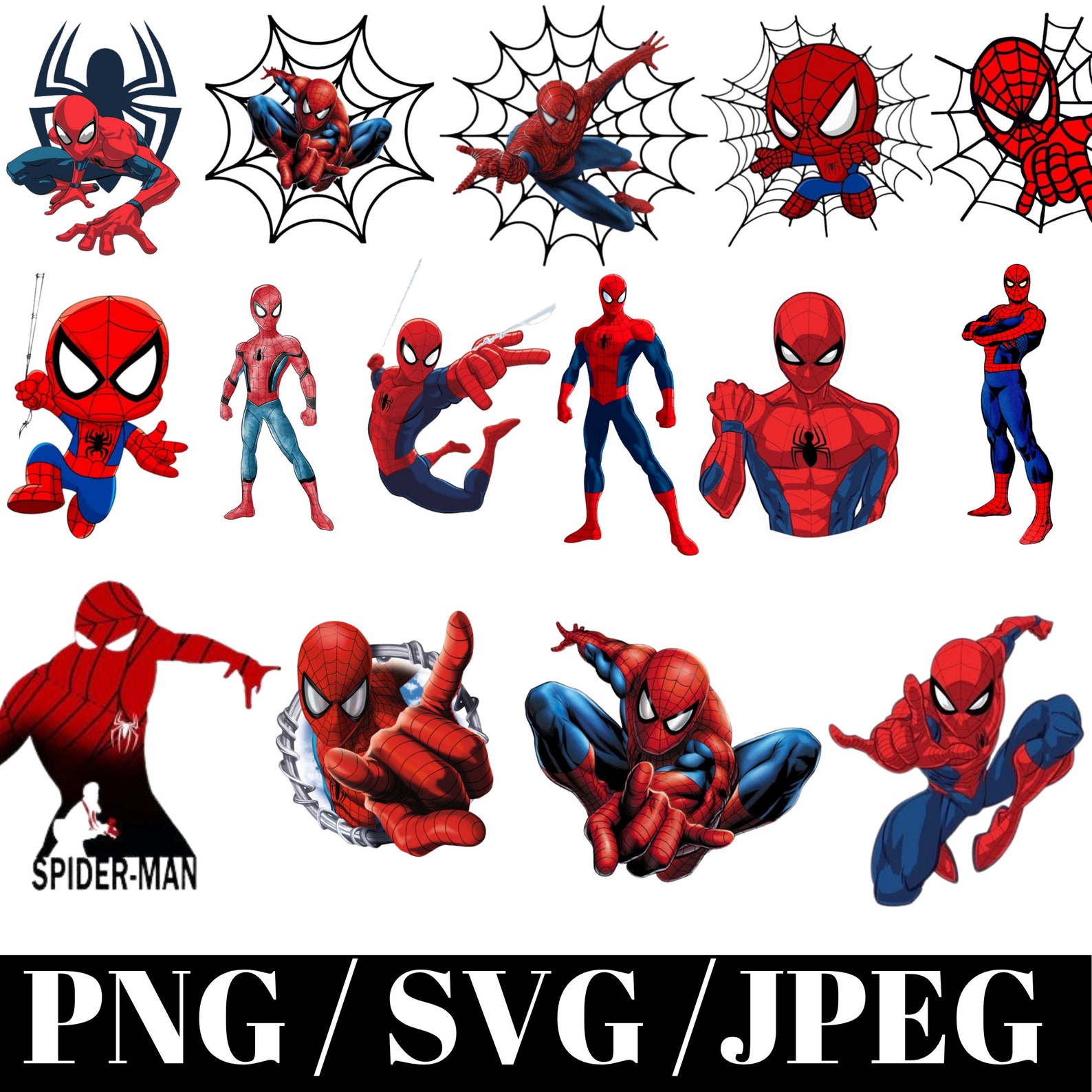 Spiderman PNG Bundle, Spiderman SVG Bundle, Superhero Clipart ...