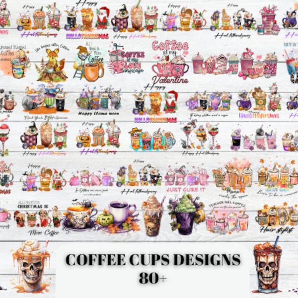 Coffee Cups PNG, Bundle Sublimation, PNG Files, Mug Desings, Coffee Lover, Cut File for Cricut, Coffe Mug Png