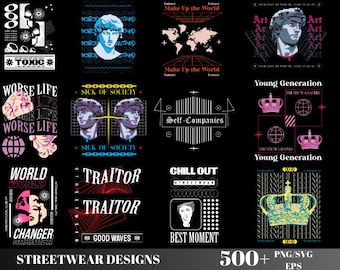 500+ Streetwear PNGs, Urban Bundle, Streetwear Designs, Pop Culture SVG, T-shirt Designs, Graphic Shirts, Ultimate Tshirt Bundle