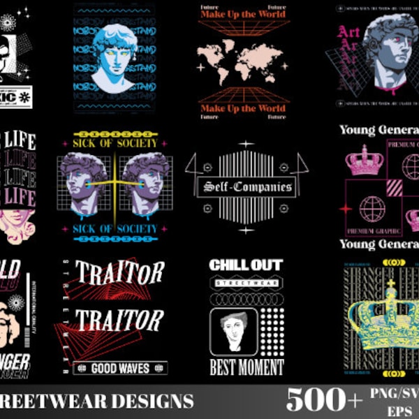 500+ Streetwear PNGs, Urban Bundle, Streetwear Designs, Pop Culture SVG, T-shirt Designs, Graphic Shirts, Ultimate Tshirt Bundle