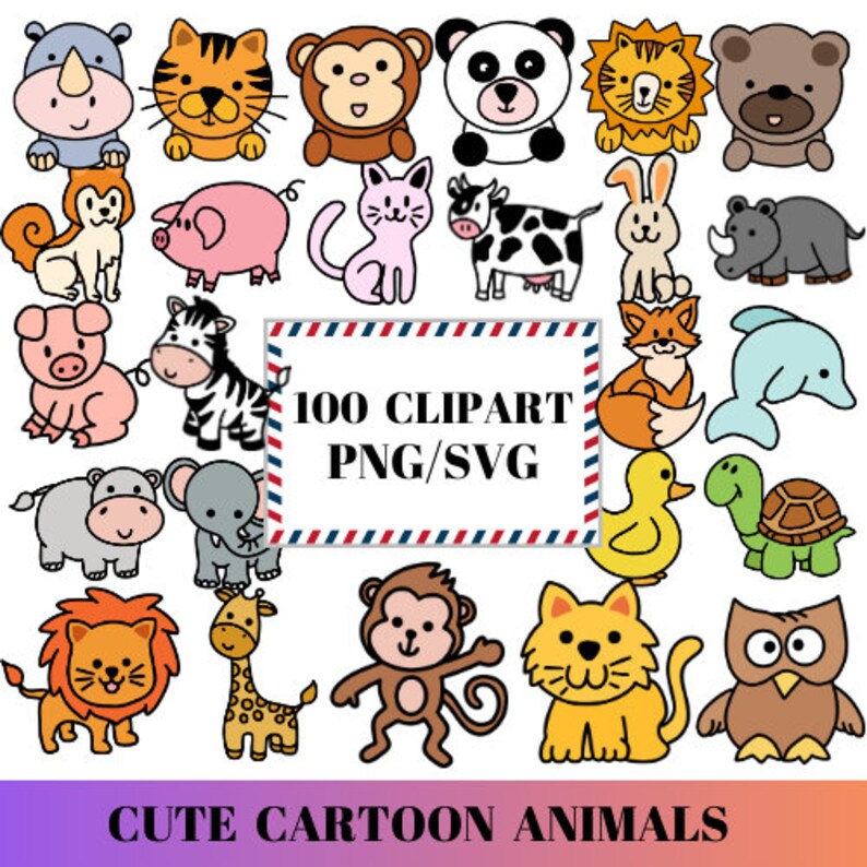 Cute Cartoon Animals SVG Cute Animals Bundle Animal Svg - Etsy