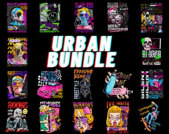 20 Urban TShirt Designs, Streetwear Bundle, Graphics Shirt, Pop Culture, Bikers Designs, Hip Hop PNG