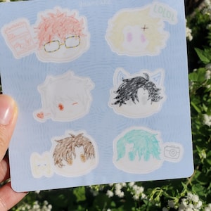 Mystic Messenger Doodles Sticker Sheet Vinyl Waterproof | 707 Yoosung Zen Jumin Jaehee V Cute Otome Game Gift Stationery Decoration Decal