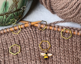 5er Set Maschenmarkierer Biene Gold Geschenk für Stricker Strickzubehör