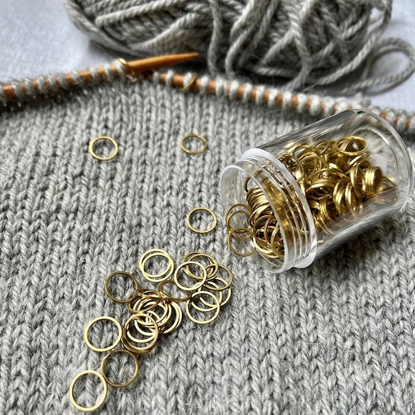 10er, 20er Set Maschenmarkierer Ring aus rohem, unbeschichtetem Messing, Geschenk für Stricker