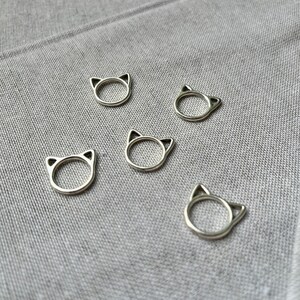 5er Set Maschenmarkierer Ring Katze für große und kleine Nadeln Geschenk für Stricker Strickzubehör Bild 6