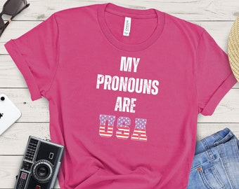 My Pronouns Are USA T-Shirt - Identity Expression, Gender Pride, Patriotic Apparel, Personalized Statement