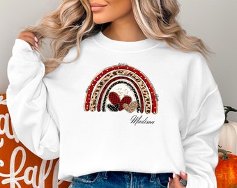 T-shirt personnalisé coeur arc-en-ciel pour la Saint-Valentin, sweat-shirt avec nom personnalisé, vêtement cadeau amour