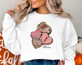 T-shirt Western Love Rodeo, sweat-shirt Saint Valentin, t-shirt graphique coeur personnalisé