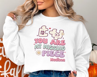 T-shirt pour couple La pièce qui me manque, cadeau personnalisé pour la Saint-Valentin, sweat-shirt amour personnalisé, tenue romantique assortie