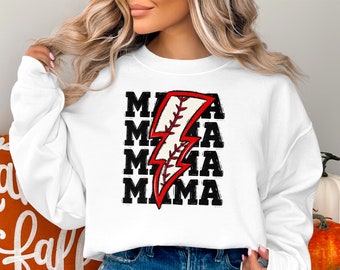 Mama Lightning Bolt Graphic Sweatshirt, Mom Casual Hoodie, Mothers Day Gift, Trendy Mom T-Shirt