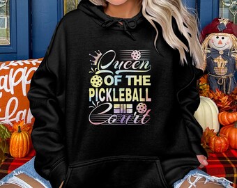 Queen Of The Pickleball Court Rainbow Hoodie, Pickleball Hoodie, Funny Pickleball Hoodie, Gift For Her, Queen Hoodie, Queen Of Everything