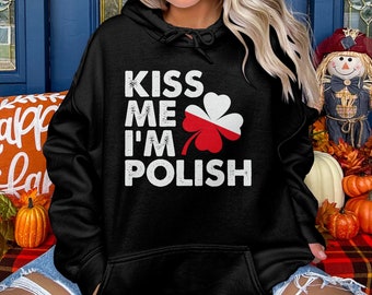 Bésame soy sudadera con capucha polaca, ropa del día de San Patricio, sudadera unisex de trébol para adultos, ropa de calle informal, ropa del orgullo cultural