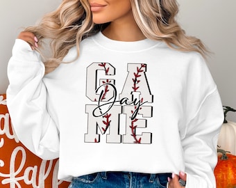 Game Day Baseball Sweatshirt, Sports Mom Hoodie, Casual T-shirt for Her, Mothers Day Gift, Mom Birthday Present