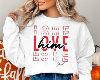 Aimez-le, lettrage rouge et noir audacieux, t-shirt unisexe, cadeau pour la Saint-Valentin, t-shirt graphique pour couple