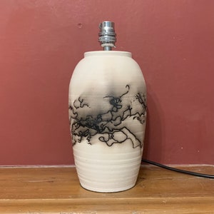 Beautiful tall Horsehair Raku Lampbase