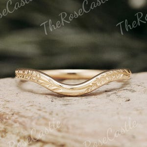 Einzigartiger Lavendel Gravur Ehering Massivgold Natur Inspiriert Blatt Geschwungene Passende Ehering Versprechen Ringe Geburtstagsgeschenke für Sie