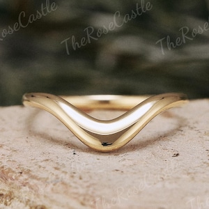 Unique curved wedding band solid gold minimalist ring pure gold wedding ring matching band stacking ring wedding band gift for her