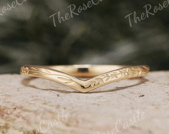 自然にインスパイアされたリーフ結婚指輪 ソリッドゴールド カーブ結婚指輪 ソリッドゴールド ハーフフルエタニティリーフ彫刻プロミスリング 女性用
