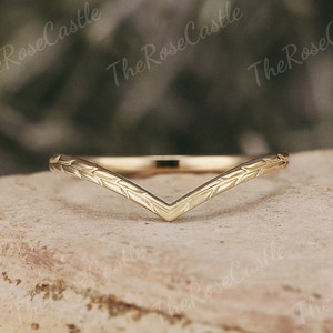 Unique Curved Wedding Ring Solid Gold Leaf Branch Wedding Band Art Deco Leaf Vine Curved Stacking Wedding Band Promise Ring For Women