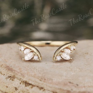 Unique Moissanite Wedding Band Stacking Matching Custom Moissanite Rings Anniversary Promise Wedding Rings For Women Handmade Jewelry