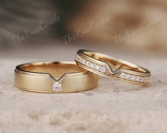 Solid Gold Moissanite Couple Rings Unique Moissanite Ring Mens