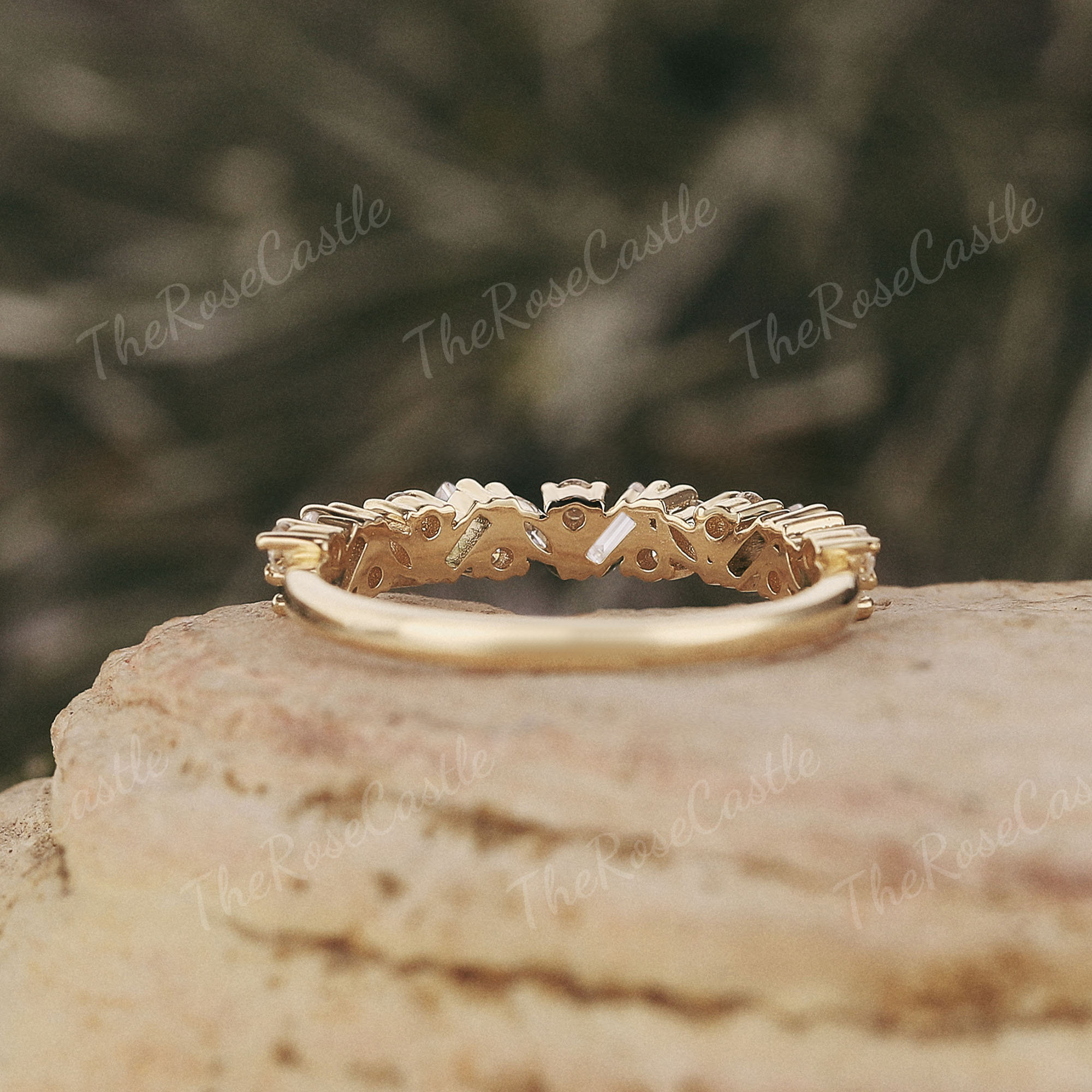 Moissanite Half Eternity Wedding Band Solid Gold Moissanite Wedding ...
