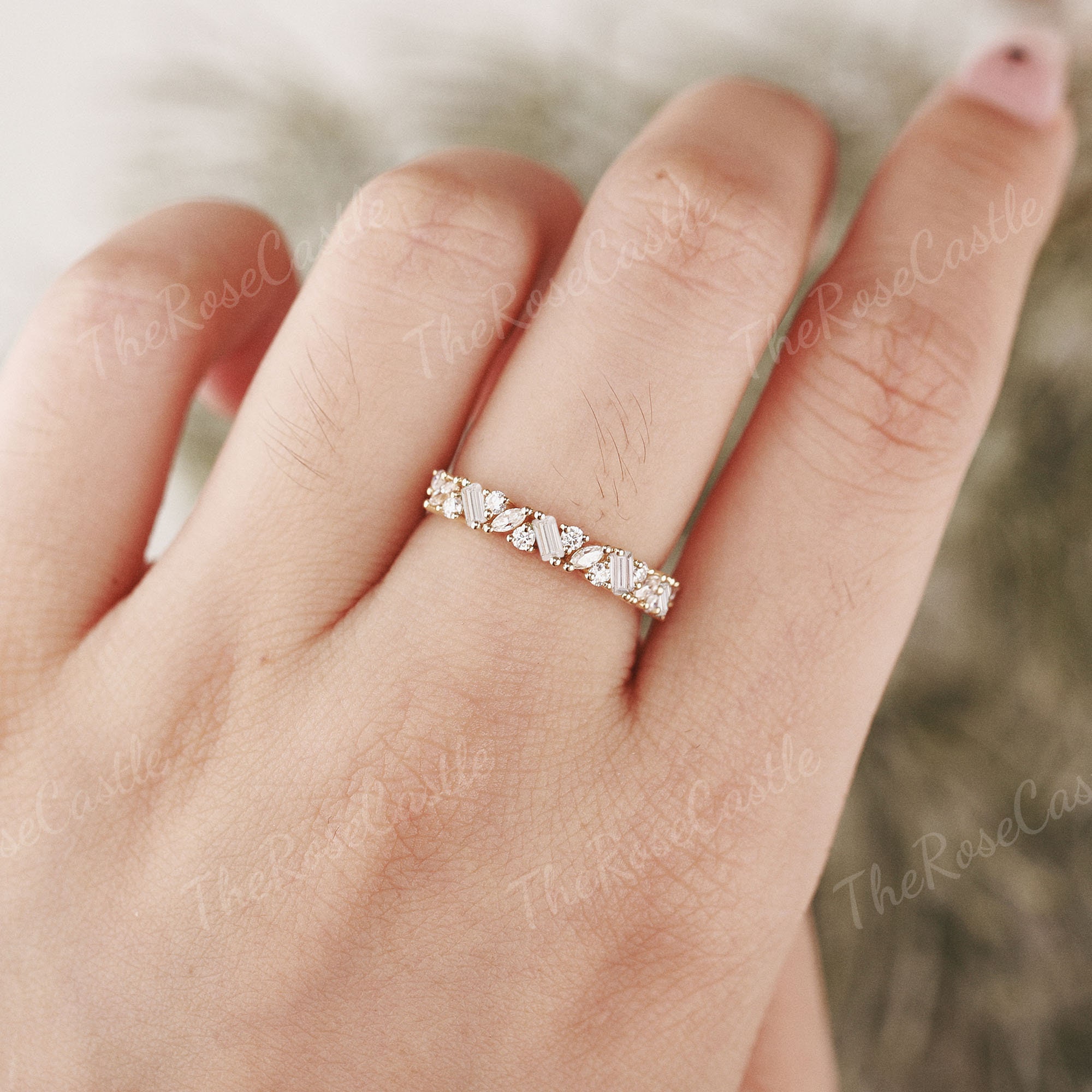Moissanite Half Eternity Wedding Band Solid Gold Moissanite Wedding ...
