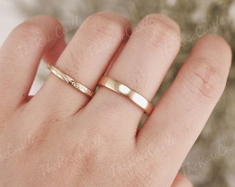 2pcs Couple Rings Set Leaf Branch Mens Wedding Band Leaf