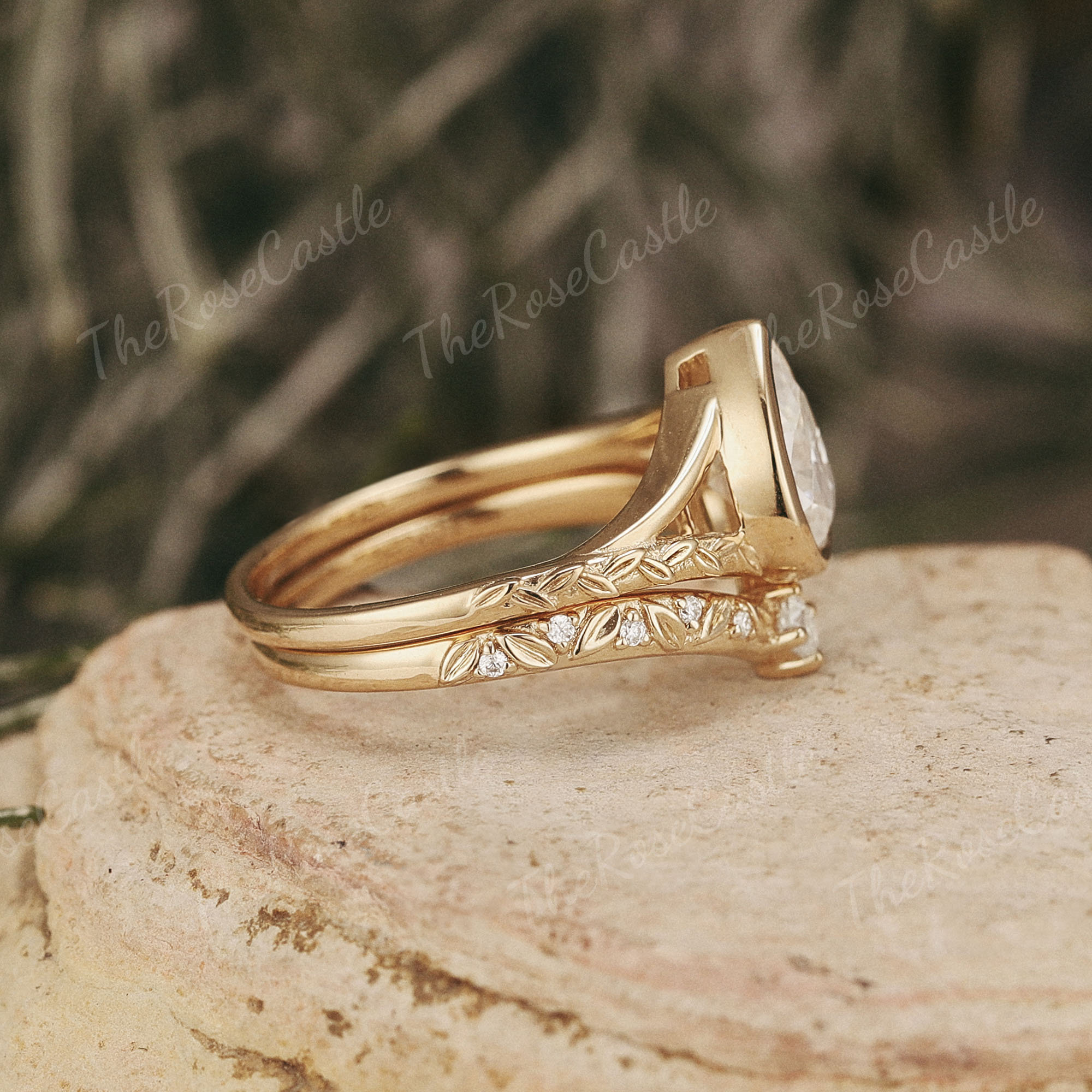 Moissanite Ring Antique Pear Engagement Ring Real Wedding