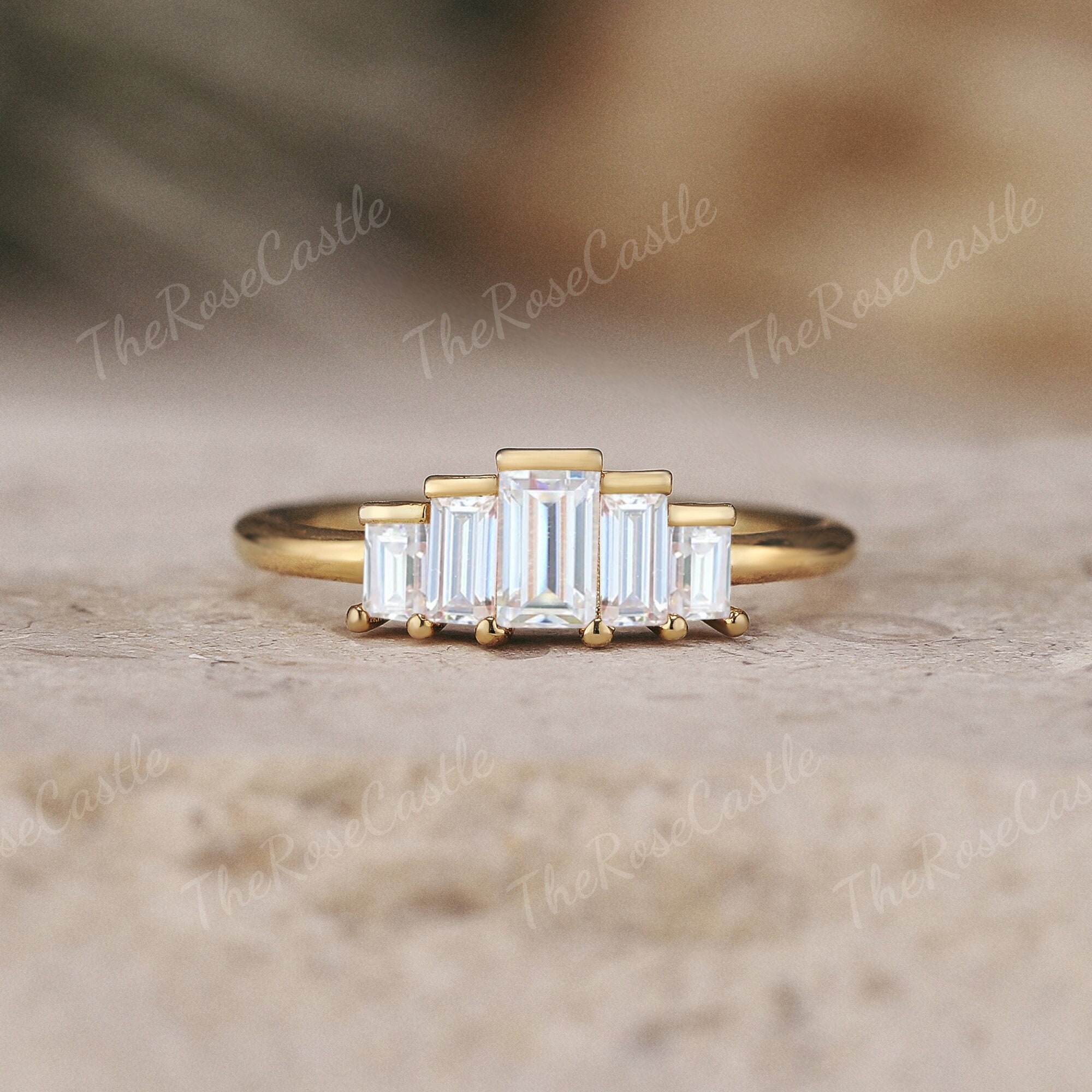 18K Yellow Gold Three Stone Ring Setting #JS1598Y18 | The Natural