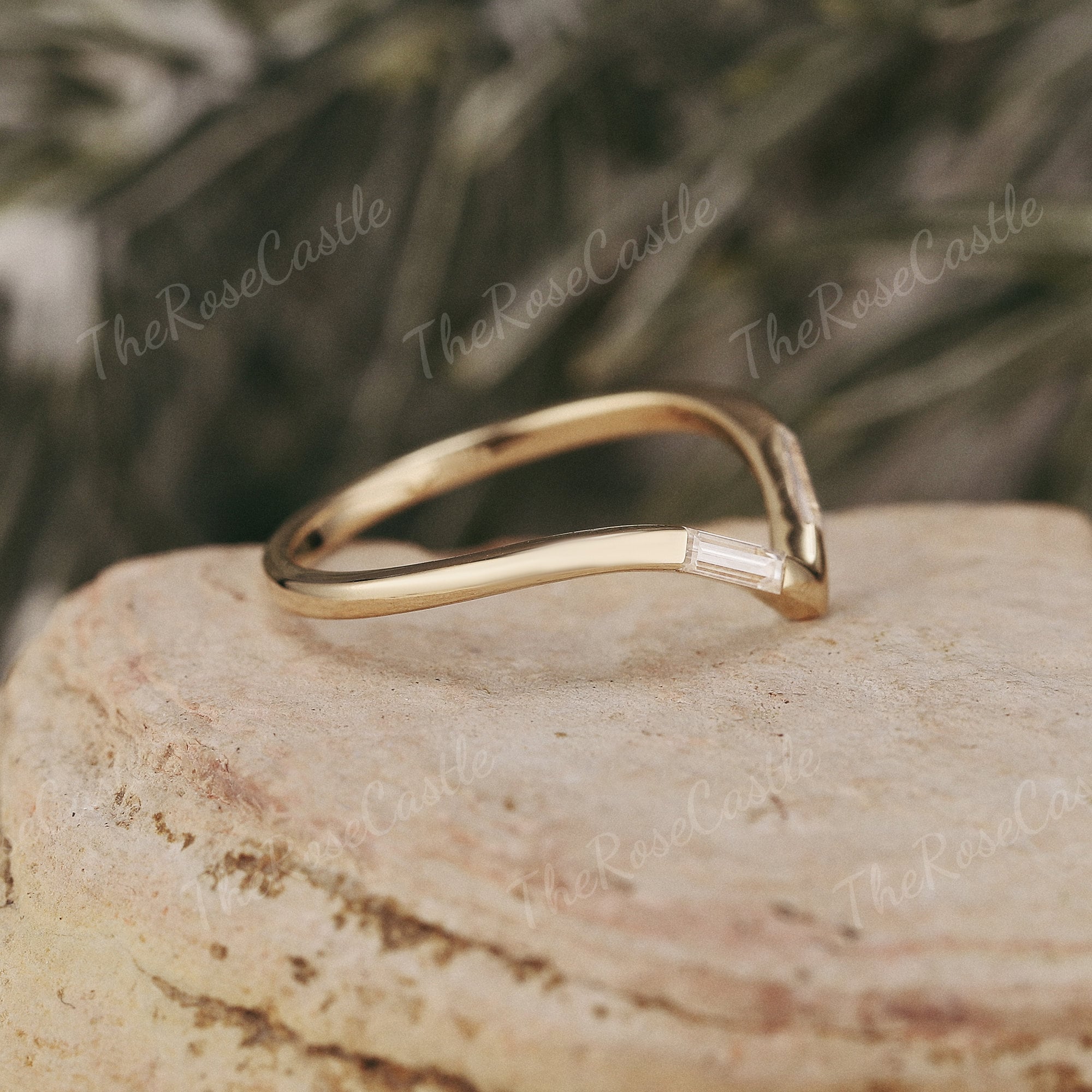 Unique Baguette Cut Moissanite Wedding Band Solid Gold Moissanite ...