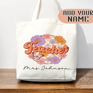 Sac de remerciement pour enseignant Sac fourre-tout en toile Cadeau pour enseignant personnalisé en toile Cartable personnalisé Cabas pour enseignant cadeau réutilisable