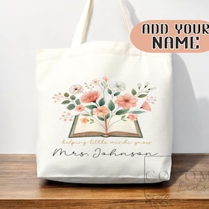 Cadeau de remerciement pour enseignant Sac fourre-tout en toile Cadeau personnalisé pour enseignant cartable d'école personnalisé Cadeau pour enseignant fourre-tout réutilisable