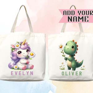 Sac fourre-tout personnalisé avec nom, cadeau animal, garderie, sac à langer, fourre-tout personnalisé avec nom personnalisé, sac de rentrée scolaire pour enfants, sac maternelle