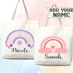 Sac fourre-tout avec nom pour enfants Sac de bibliothèque pour enfants