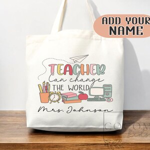 Sac de remerciement pour enseignant Sac fourre-tout en toile Cadeau pour enseignant personnalisé en toile Cartable personnalisé Cabas pour enseignant cadeau réutilisable