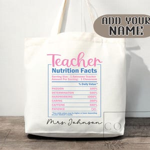 Sac de remerciement pour enseignant Sac fourre-tout en toile Cadeau pour enseignant personnalisé en toile Cartable personnalisé Cabas pour enseignant cadeau réutilisable