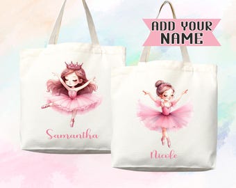 Personalized Name Tote Bag Ballerina Ballet Gift Daycare Diaper Bag Custom Tote Customized Name Back to School Bag for Kids Bag Kindergarten