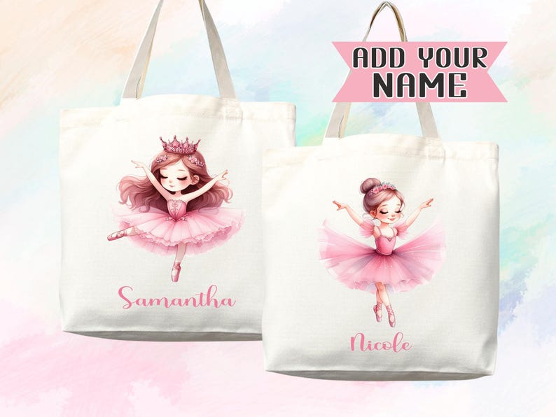 Personalized Name Tote Bag Ballerina Ballet Gift Daycare Diaper Bag