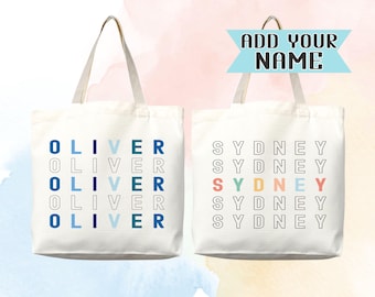 Personalized Name Tote Bag Custom Name Tote Bag Custom Tote Shopper Womens Bag Customized Name Gift For Her Kids Bag School Bag For Kids