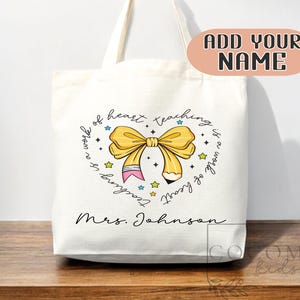 Sac de remerciement pour enseignant Sac fourre-tout en toile Cadeau pour enseignant personnalisé en toile Cartable personnalisé Cabas pour enseignant cadeau réutilisable