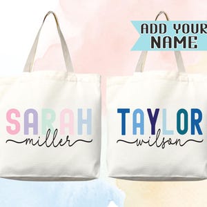 Sac fourre-tout personnalisé avec prénom Sac fourre-tout personnalisé avec prénom personnalisé Sac shopping femme Cadeau prénom personnalisé pour elle Sac enfant Cartable pour enfant