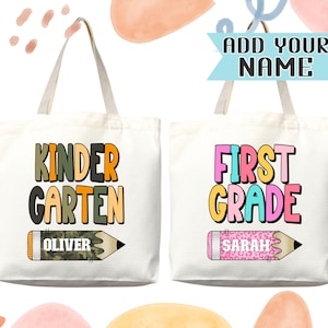 Sac fourre-tout personnalisé avec nom, cadeau pour l'école primaire, sac à couches pour garderie, fourre-tout personnalisé avec nom personnalisé, sac de rentrée pour enfant, maternelle